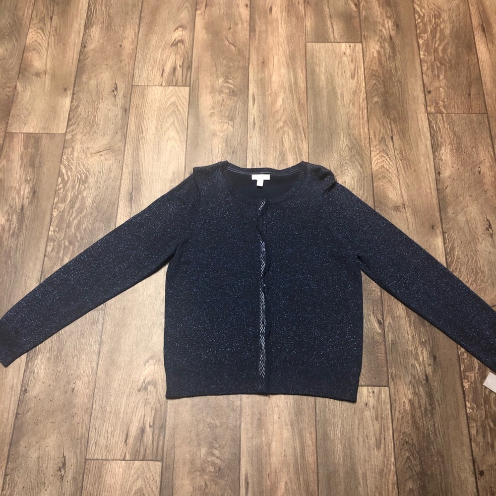 Charter Club Sparkly Blue Cardigan Sweater Sequined Button Front Top |Size Large - Picture 6 of 11